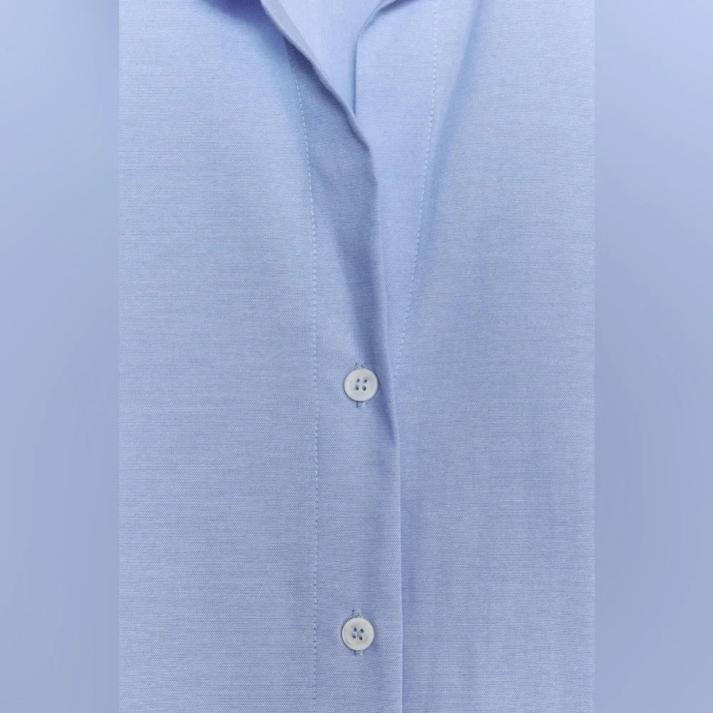 NWOT Zara Sky Blue Casual Button Down Shirt - Picture 12 of 13